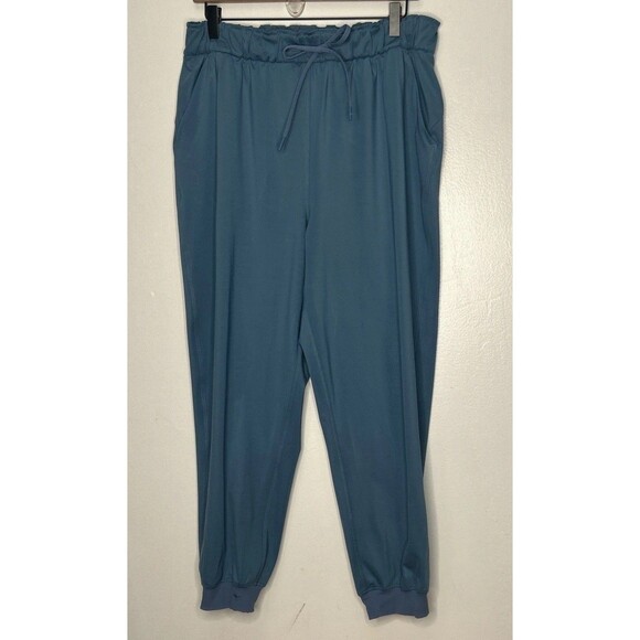 LULULEMON Jogger Size 12 Athletic Yoga Workout Blue Light Weight Drawstring Flaw - Picture 3 of 5